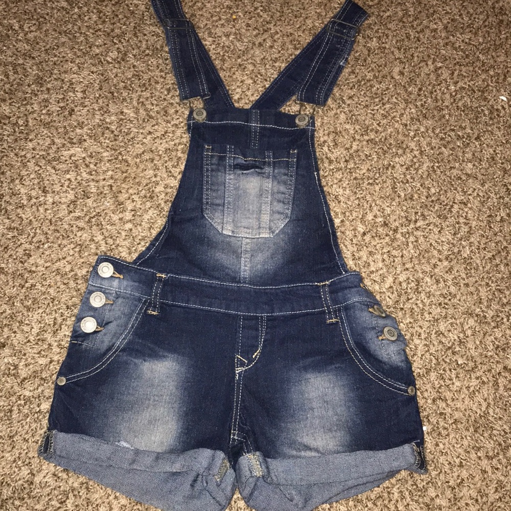 blue jean overall shorts